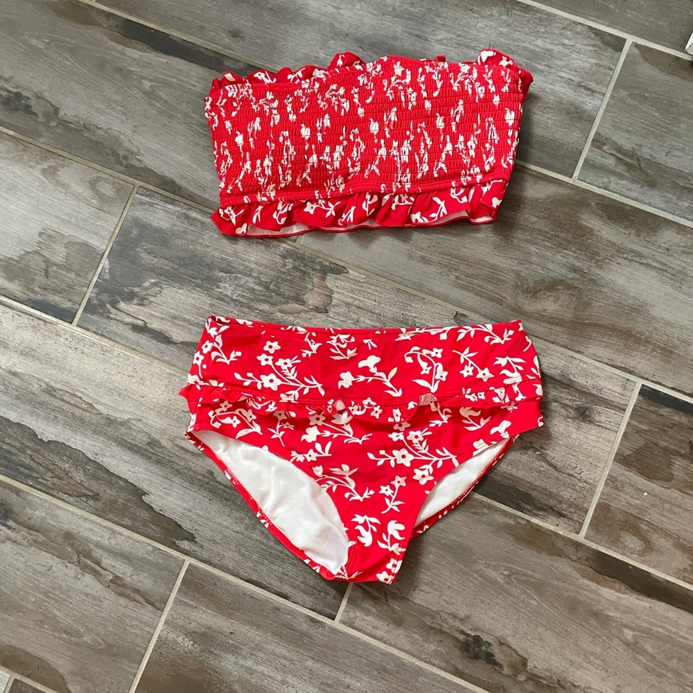 Red smocked two piece - medium